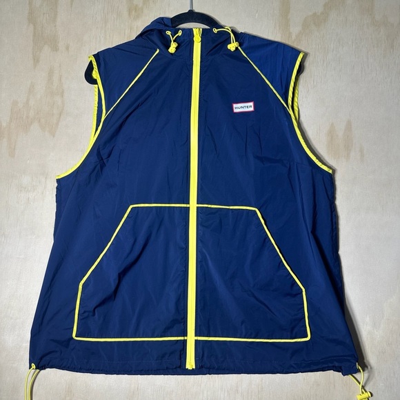 Hunter Brand Full Zip XLarge Hooded Navy Windbreaker Vest Jacket - Picture 1 of 10